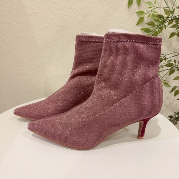 Jaggar Pink Decadence Ribbed Sock Boot in Grape Kitten Heel Bootie NIB 36/38/40 - Picture 5 of 16